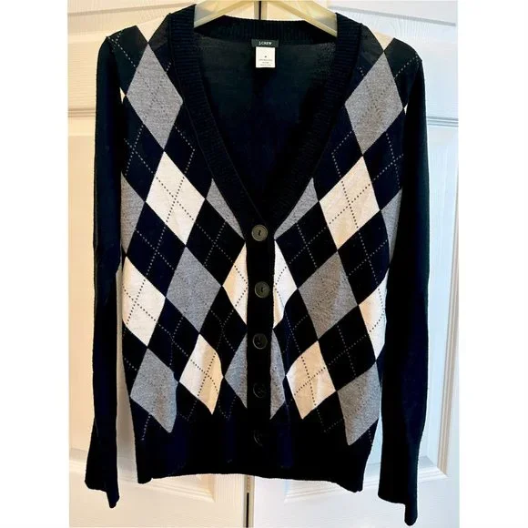 Crew Sweaters J Crew Merino Wool Argyle Cardigan Size M